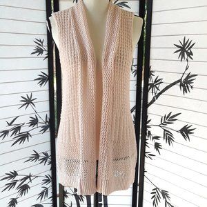 Chico's Pink Open Front Shawl Neck Knit Cardigan